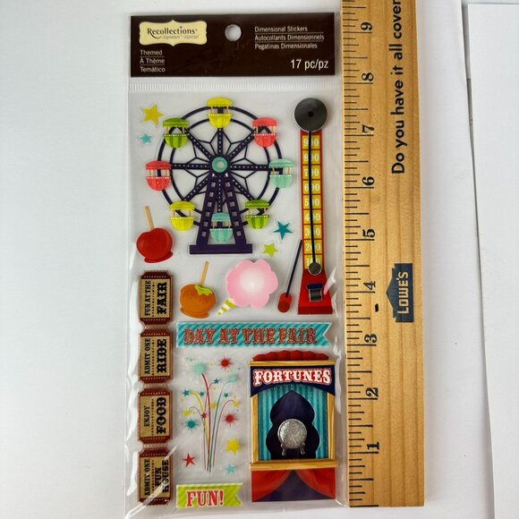 Recollections Dimensional Stickers Amusement Park Ferris Wheel Tickets Cotton Ca - Picture 1 of 1
